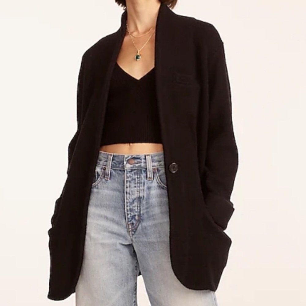 J. Crew Black Cocoon Sweater-Blazer Jacket
